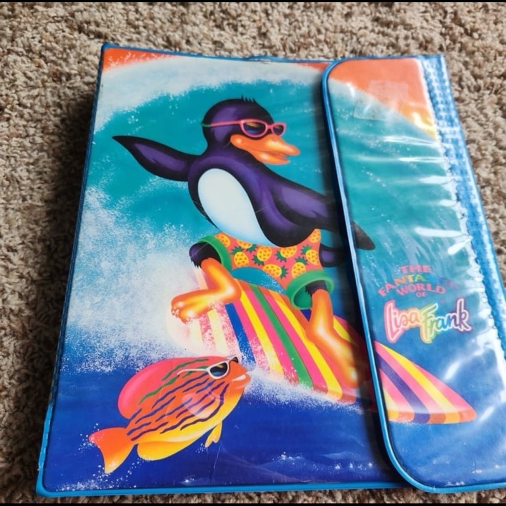 Lisa Frank Binder Vintage 1989 Penguin Surfing Beach Stuart Hall Trapper Keeper - Picture 12 of 12